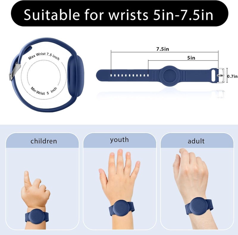 Foweroty for AirTag Bracelet for Kids, Waterproof Cute Print for Air tag Holder for Kids with Soft Silicone Full Coverage Anti-Lost Hidden for Airtag Wristband Accessories for Child, Midnight Blue - Image 3